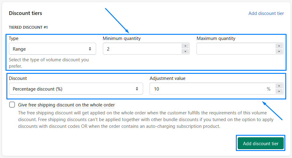 Creating discount tiers in tiered mix & match bundles