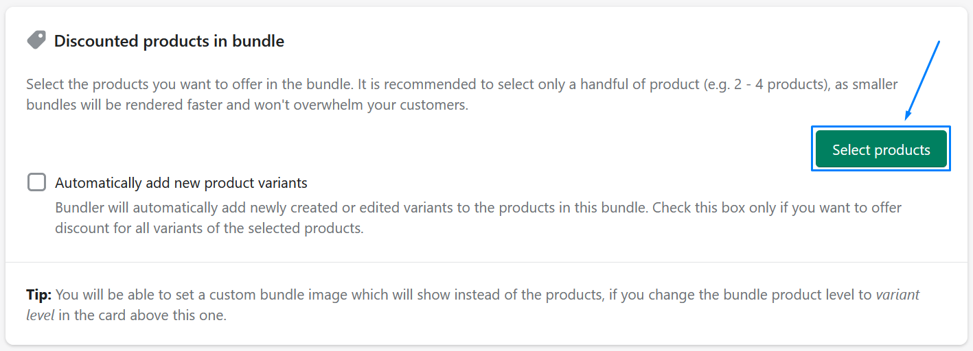 Selecting discounted products in bundler