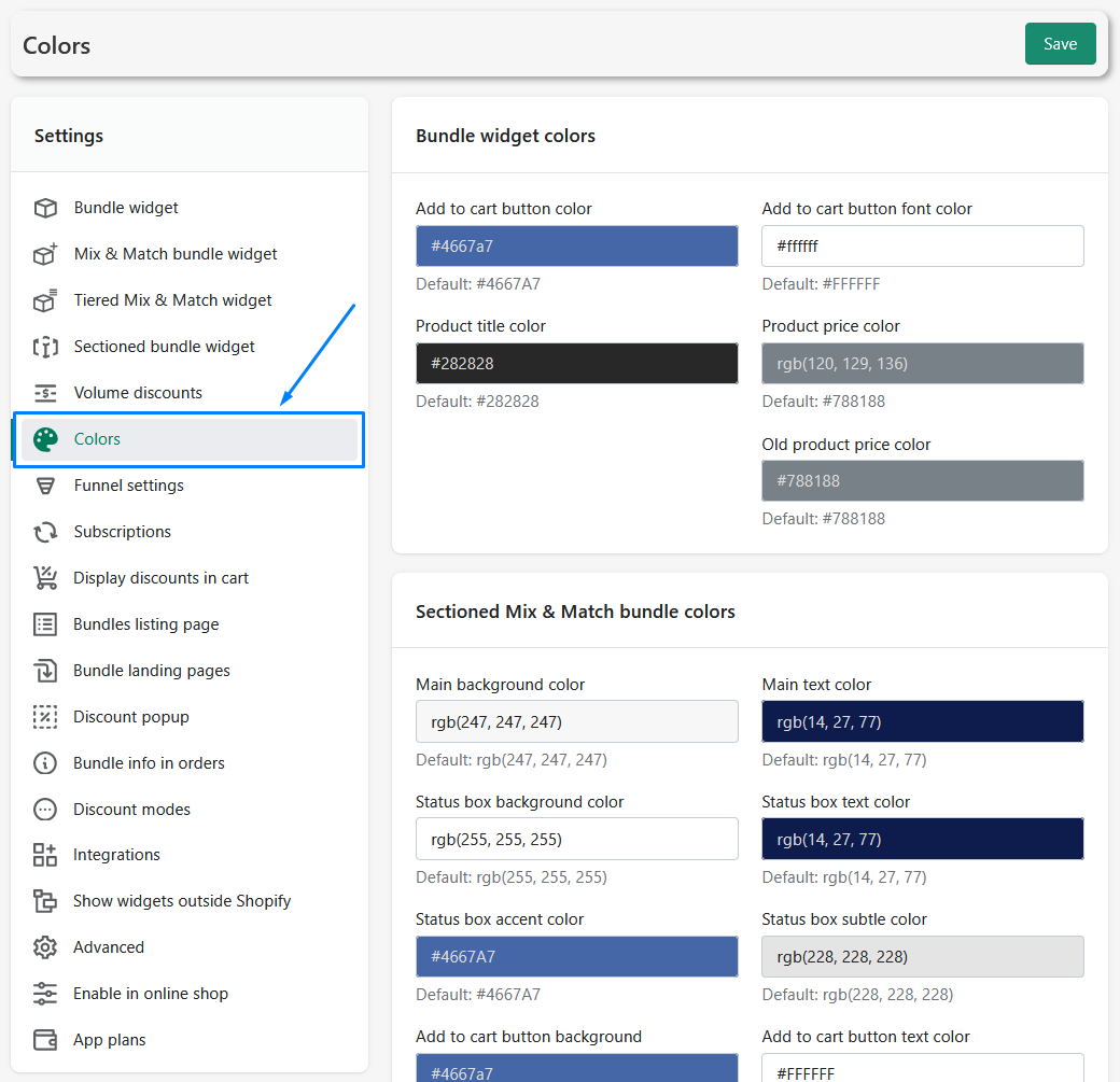 Color settings in Bundler