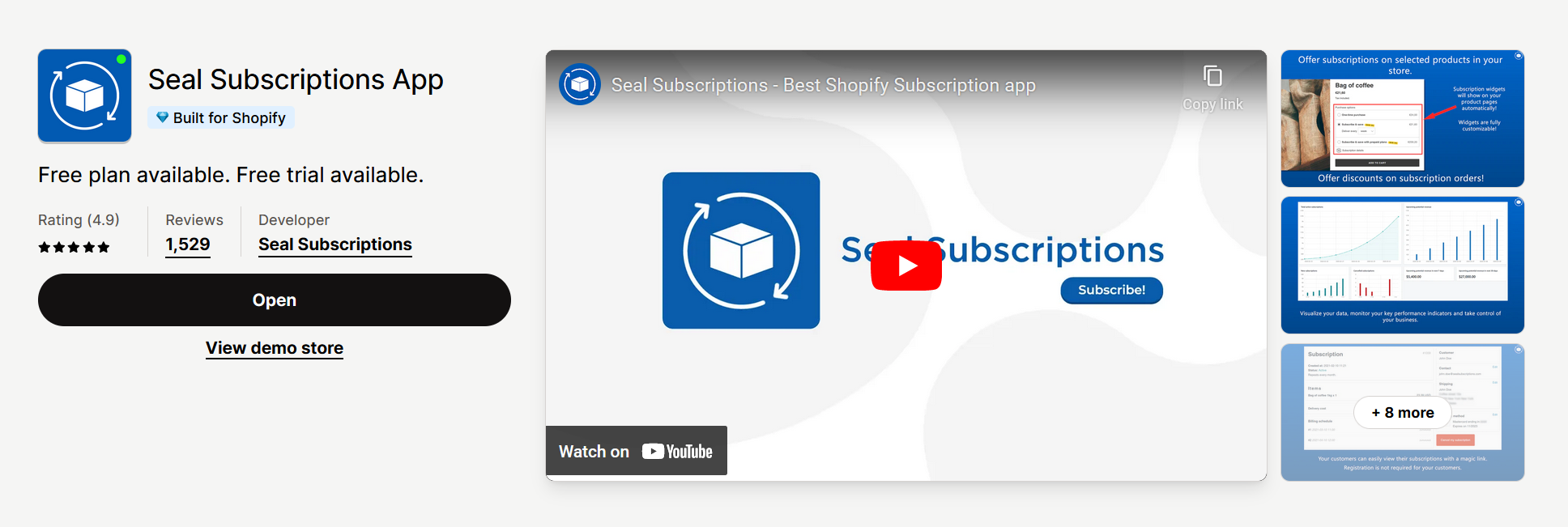 Seal Subscriptions in Shopify app store