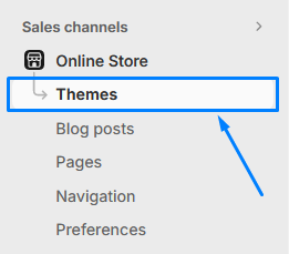 Clicking the themes in Shopify Admin