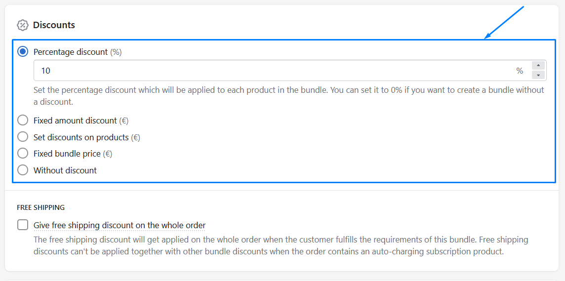 Discount options in Bundler