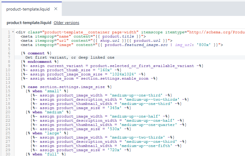 Product template liquid file