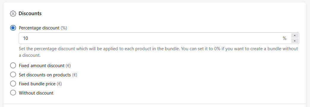 Setting up discount in Bundler