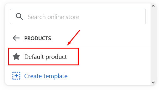 Selecting default product template